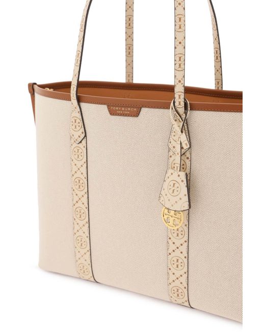 Tory Burch Natural Canvas Perry Shopping Bag