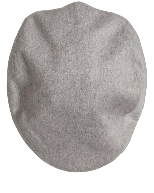 Dolce & Gabbana Black Men Light Grey Cashmere Newsboy Cabbie Cap Hat for men