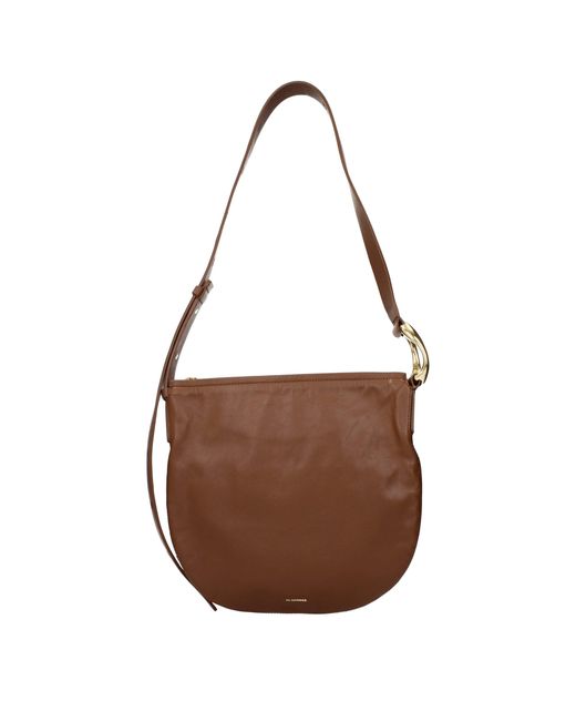 Jil Sander Brown Leather Crossbody Bag