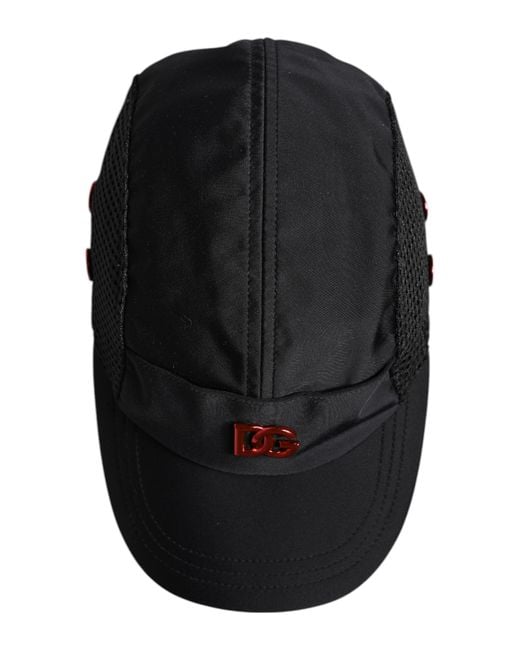 Dolce & Gabbana Black Nylon Logo 6 Panels Baseball Cap for men