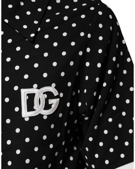 Dolce & Gabbana Black Polka Dot Short Sleeves Collared Polo T-Shirt And Rayon Elastane for men