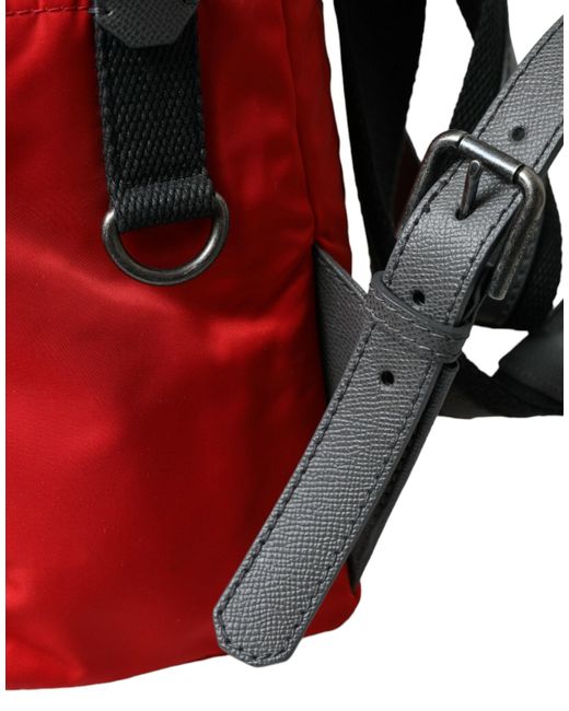 Dolce & Gabbana Red Elegant Nylon-Leather Backpack for men