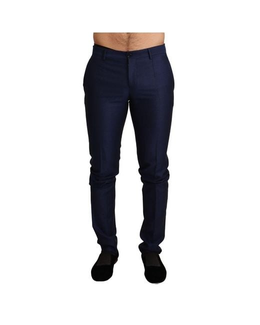 Dolce & Gabbana Blue Virgin Wool Pants for men