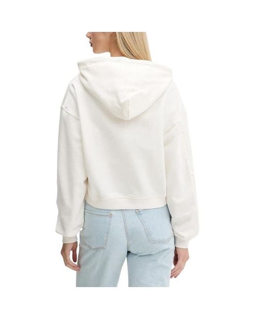 Tommy Hilfiger White Cream Recycled Cotton Hoodie