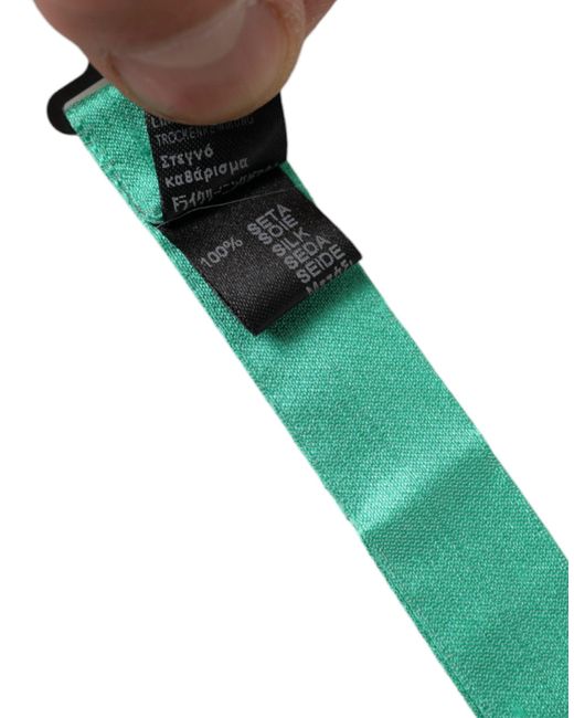 Dolce & Gabbana Green Mint Silk Adjustable Neck Bow Tie for men