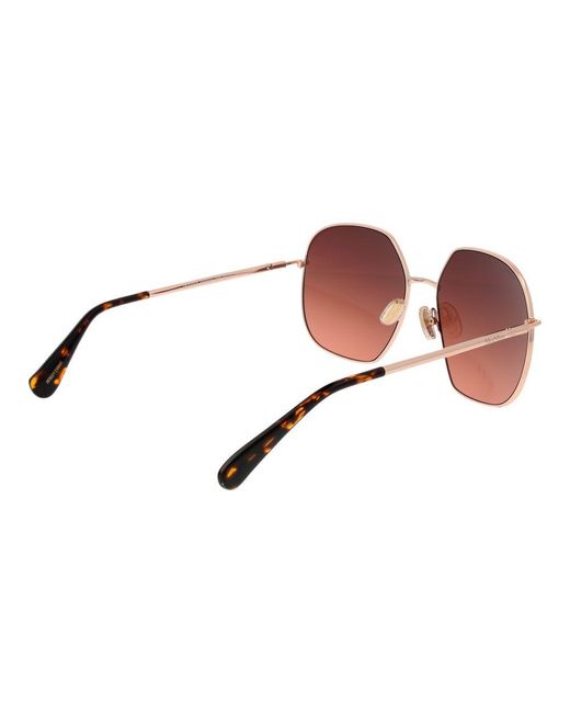 Max Mara Brown Rose Gold Metal Sunglasses