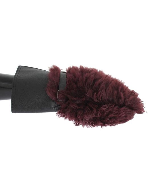Dolce & Gabbana Black Leather Shearling Gloves for men