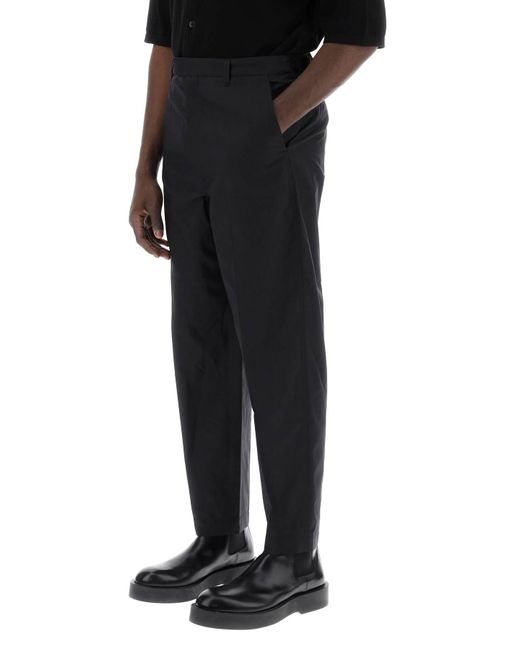 Lemaire Black Cotton And Silk Carrot Pants For for men