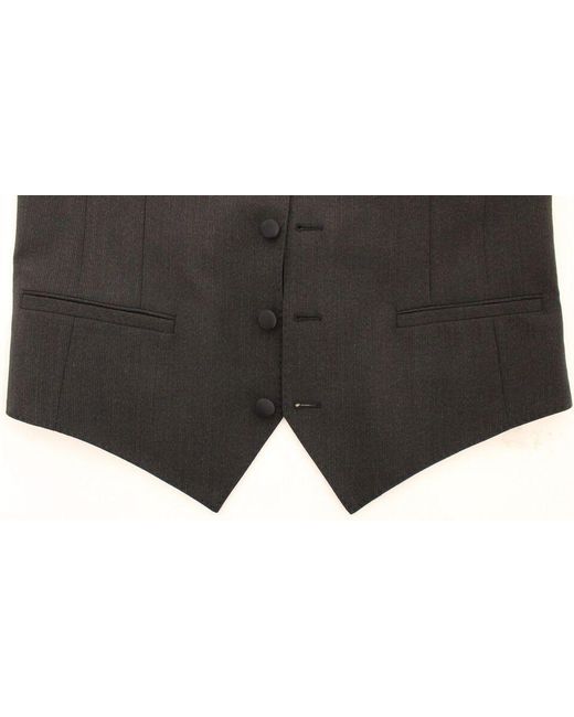 Dolce & Gabbana Gray Dolce Gabbana Wool Stretch Dress Vest Blazer for men