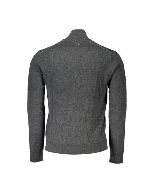 Napapijri Gray Chic Half-Zip Embroide Sweater for men