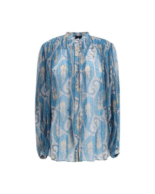 Etro Blue Multicolor Silk Pattern Shirt