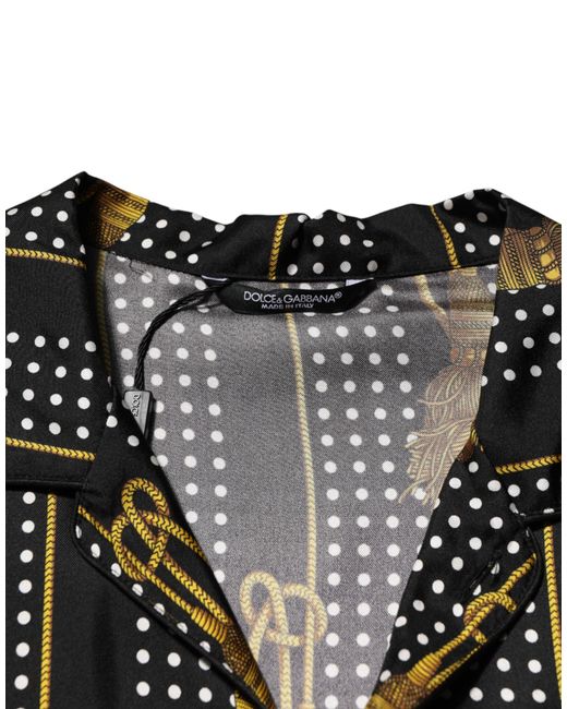 Dolce & Gabbana Black Dotted Tassel Silk Button Down Shirt for men