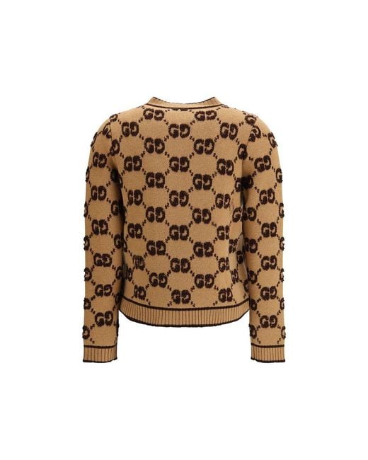Gucci Brown Multicolor Wool Cardigan