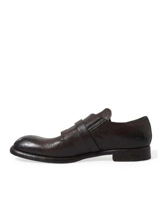 Dolce & Gabbana Black Brown Leather Strap Formal Dress Shoes for men