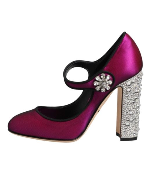 Dolce & Gabbana Purple Pink Strass Mary Janes Heels Pumps Shoes