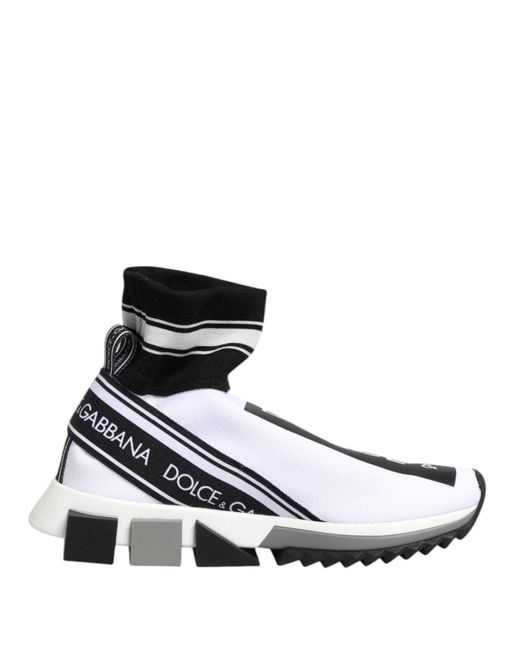Dolce & Gabbana White Sock Sneaker Logo Detail