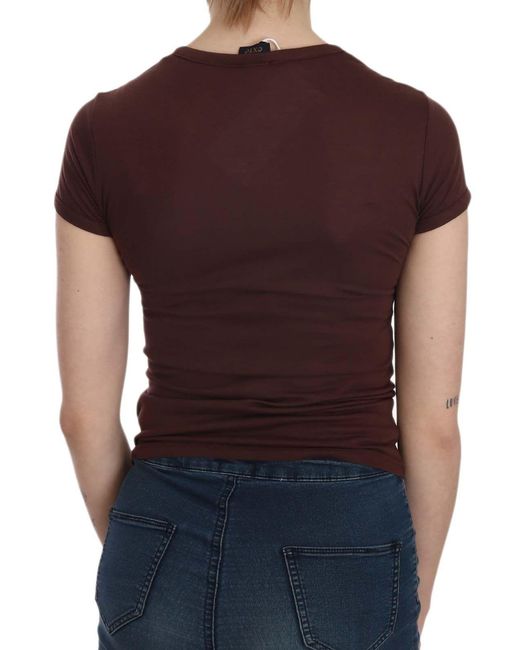 Exte Brown Hearts Short Sleeve Casual T-shirt Top