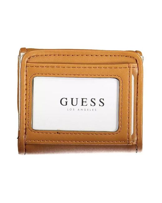 Guess Chic Brown Snap Wallet With Contrast Detailing