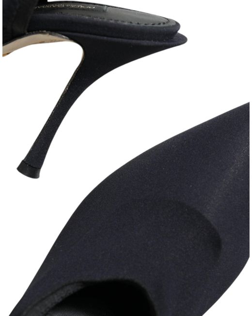 Dolce & Gabbana Black Jersey Stretch Heels Slingback Shoes