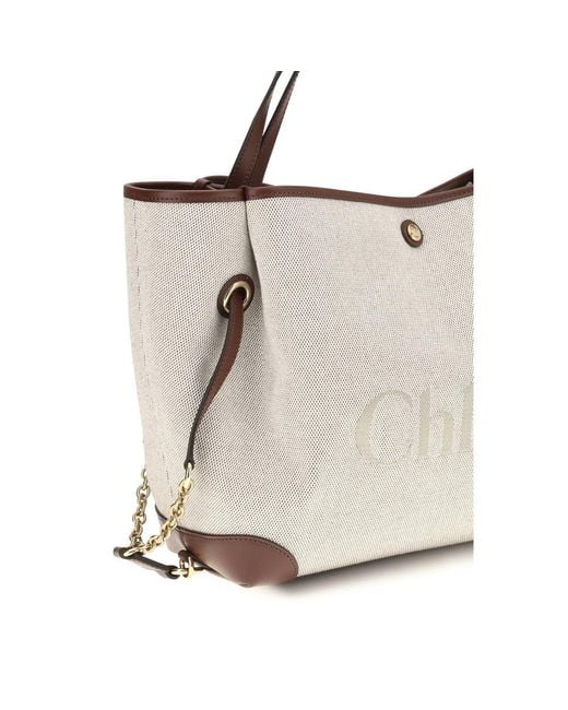 Chloé White Beige Cotton Shoulder Bag