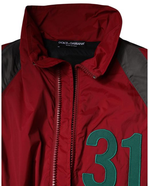 Dolce & Gabbana Red Nylon Full Zip Windbreaker Jacket for men