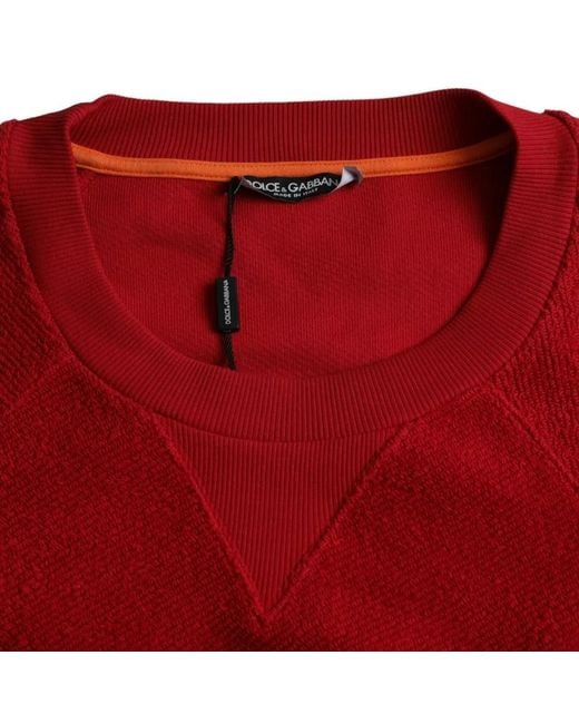 Dolce Gabbana Logo Cotton Crew Neck Pullover Sweater in Red for Men Lyst UK