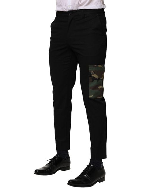 Dolce & Gabbana Black Cotton Cargo Dress Pants for men