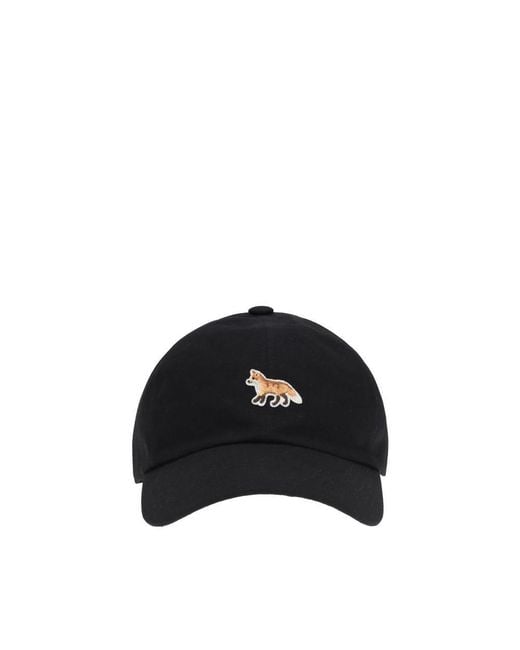 Maison Kitsuné Black Cotton Cap (baseball Hat)