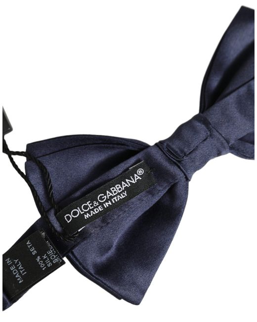 Dolce & Gabbana Dark Blue 100% Silk Adjustable Neck Papillon Bow Tie for men