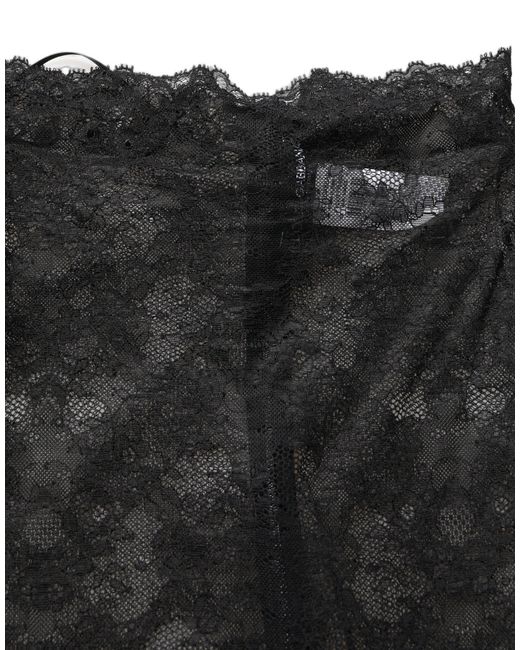Dolce & Gabbana Black Floral Lace High Waist Kneelength Skirt