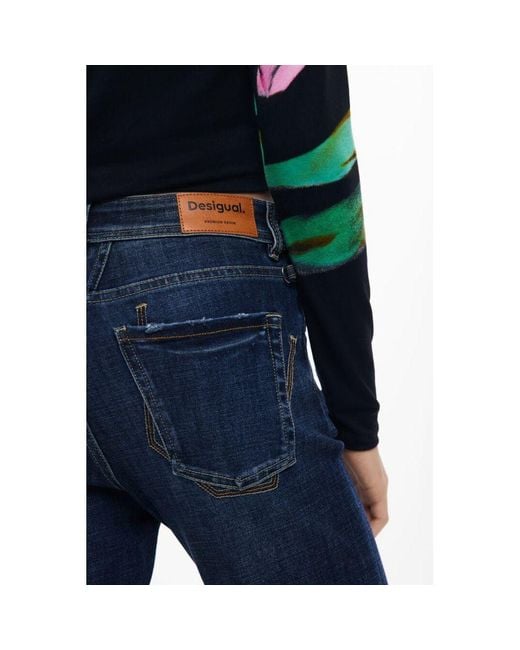 Desigual Blue Cotton Flared Jeans