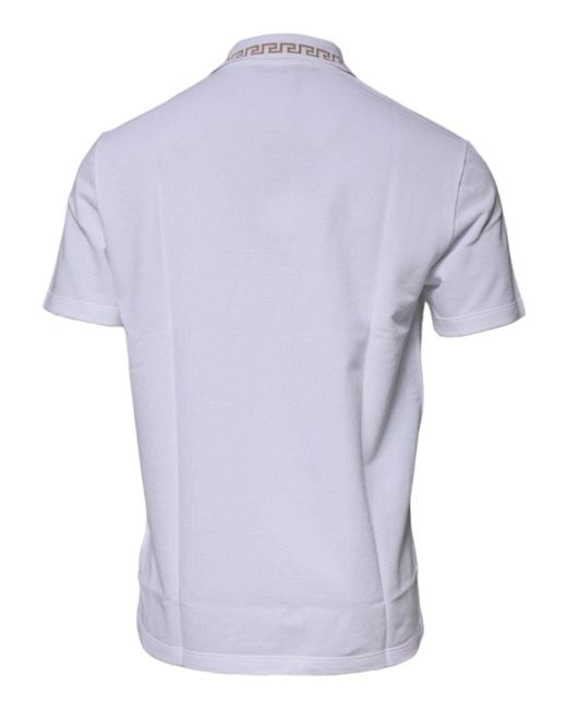 Versace Blue White Viscose Collared Men Polo Short Sleeves T for men