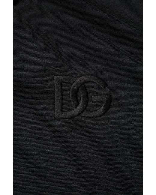 Dolce & Gabbana Black Polyester Dg Logo Collared Polo T for men