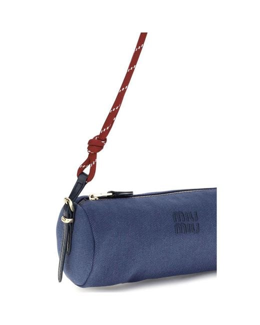 Miu Miu Blue Cotton Shoulder Bag