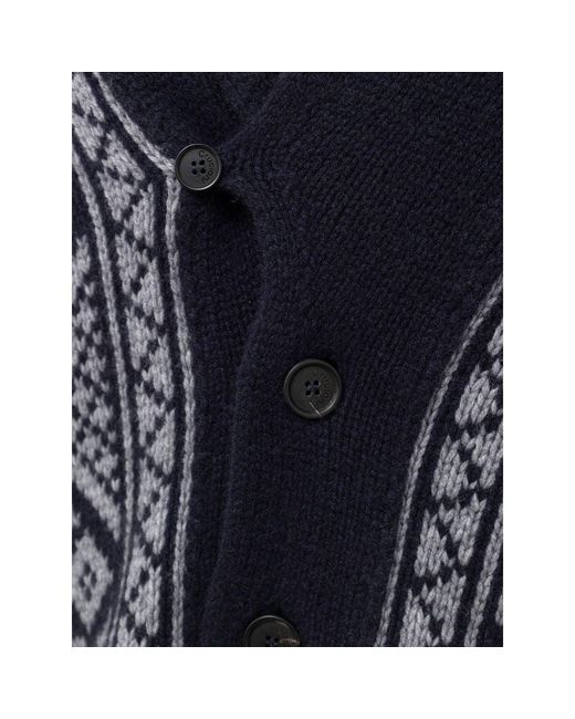 Cruciani Blue Bicolor Cashmere Cardigan for men