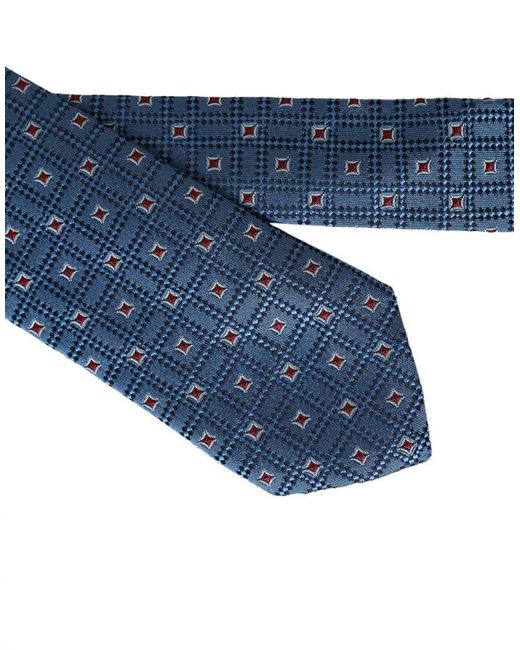 Dolce & Gabbana Blue Geometric Pattern Silk Necktie for men
