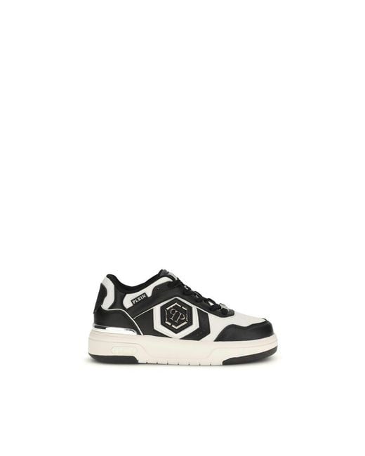 Philipp Plein Black Calf Leather Bos Taurus Athletic Sneakers for men
