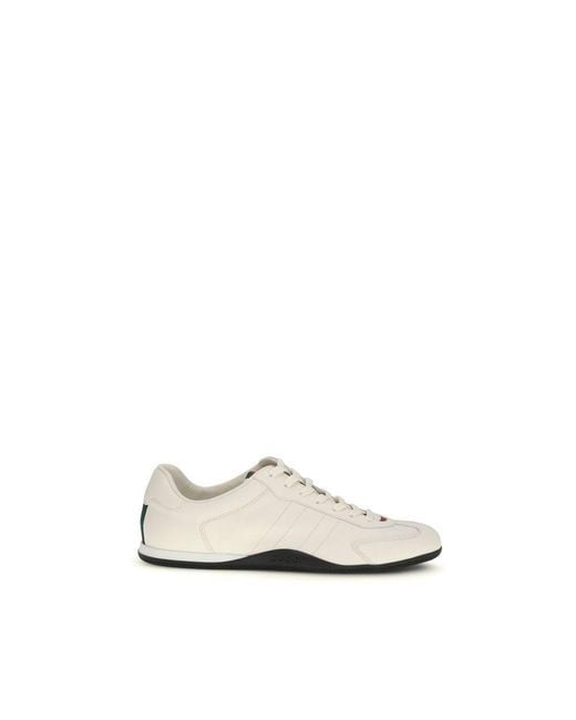 Gucci White Calf Leather Bos Taurus Low Top Sneakers for men