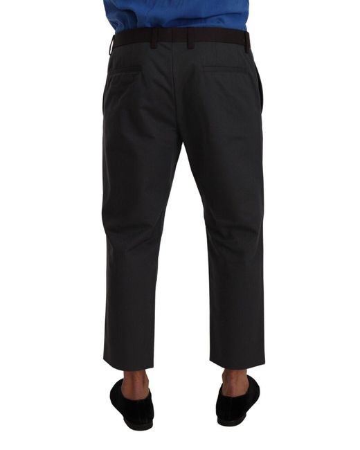 Dolce & Gabbana Black Dolce Gabbana Bordeaux Striped Cropped Trouser Pants for men
