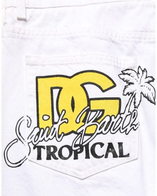 Dolce & Gabbana White Cotton Ripped Slim Fit Men Denim Jeans for men