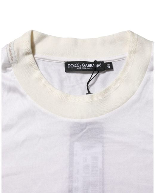 Dolce & Gabbana White Long Sleeve Tshirt Contrast Trim for men