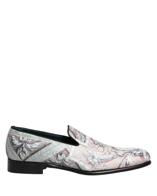Dolce & Gabbana White Multicolor Velvet Baroque Dress Loafers Shoes for men