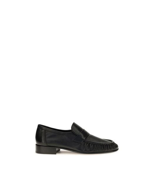 The Row Black Calf Leather Bos Taurus Slip