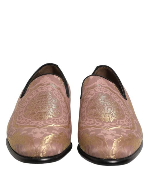 Dolce & Gabbana Pink Brocade Men Slip On Dress Loafers Shoes for men