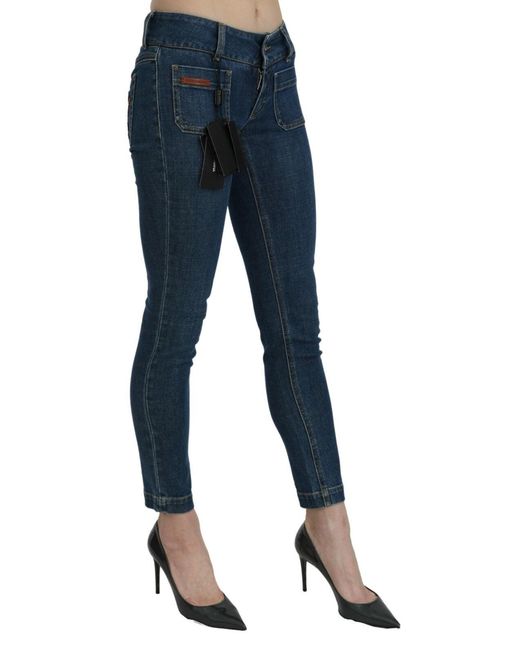 Dolce & Gabbana Blue Slim Fit Cropped Mid Waist Denim Jeans