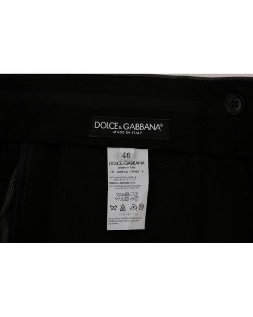 Dolce & Gabbana Black Wool Striped Formal Pants for men
