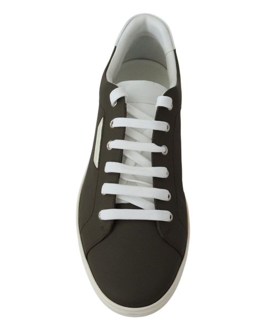Dolce & Gabbana Black Sleek Leather Low Top Sneakers for men
