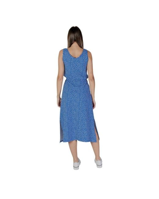 B.Young Blue White Cotton Long Dress