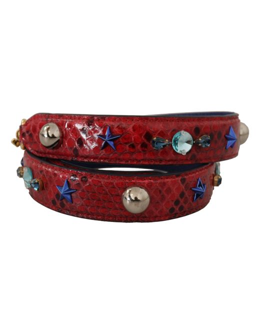 Dolce & Gabbana Black Exotic Leather Crystals Shoulder Strap