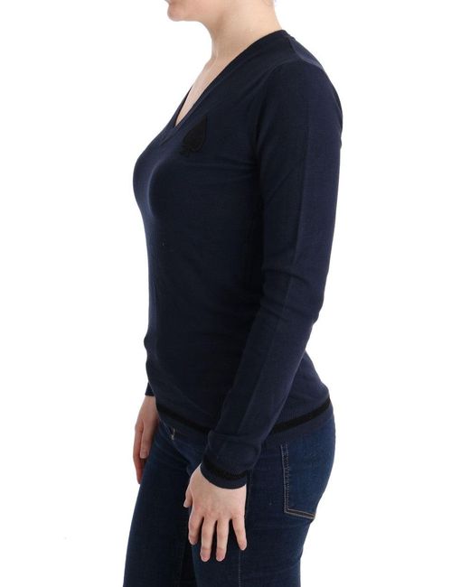 CoSTUME NATIONAL Blue V-neck Viscose Sweater